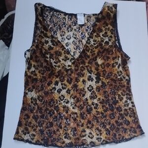 Wild Leopard Lace Sexy Lounge Animal Print 2 Piece Tank‎ & Short Sleep Set Boho